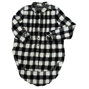 Hem & Thread Gingham Flannel Button Down Oversized Shirt Large